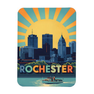 Magnet Flexible Skyline Rochester dynamique au coucher du soleil