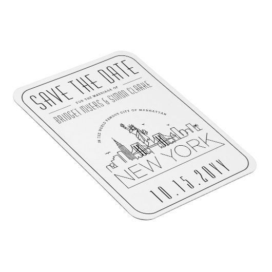Magnet Flexible Skyline stylisé Mariage de New York Enregistrer la (Côté Droit)