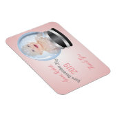 Magnet Flexible Snow Globe Pink fille bébé merci (Côté Droit)