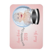 Magnet Flexible Snow Globe Pink fille bébé merci (Vertical)