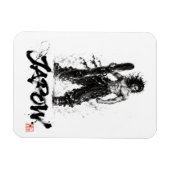 Magnet Flexible Snowboard Brush Art - Standing Samurai Musashi (Horizontal)