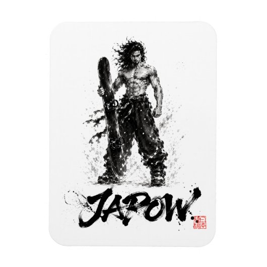 Magnet Flexible Snowboard Brush Art - Standing Samurai Musashi (Vertical)