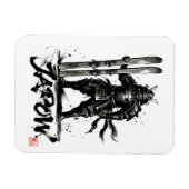 Magnet Flexible Snowboard Brush Art - Standing Samurai Ski (Horizontal)