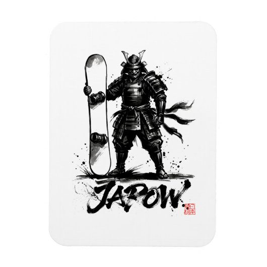 Magnet Flexible Snowboard Brush Art - Standing Samurai snowboard (Vertical)