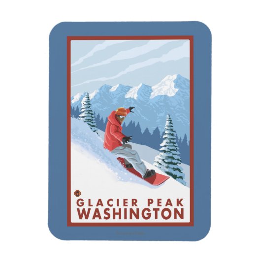 Magnet Flexible Snowboarder Scender - Glacier Peak, Washington (Vertical)
