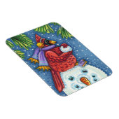 MAGNET FLEXIBLE SNOWMAN BODYGUARD, CHRISTMAS CARDINAL REDBIRD (Côté Droit)