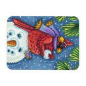 MAGNET FLEXIBLE SNOWMAN BODYGUARD, CHRISTMAS CARDINAL REDBIRD (Horizontal)