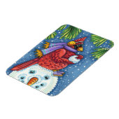 MAGNET FLEXIBLE SNOWMAN BODYGUARD, CHRISTMAS CARDINAL REDBIRD (Côté Gauche)