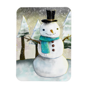 Magnet Flexible Snowman en hiver sur la scène de Noël