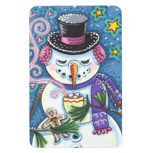 MAGNET FLEXIBLE SNOWMAN, GINGERPREAD MAN & MUG OF CHOCOLAT CHAUD