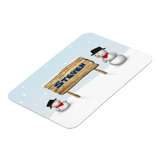Magnet Flexible Snowmen mignon avec plaque de nom personnalisée (Côté Gauche)