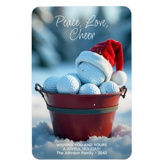 Magnet Flexible Snowy Red Christmas Golf Ball Bucket Vacances (Vertical)