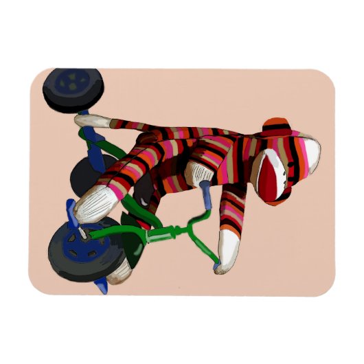 Magnet Flexible Sock Monkey Tricycle (Horizontal)