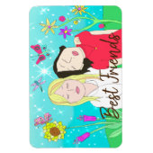 Magnet Flexible Soeurs Whimsical Folk Art dessiné à la main (Vertical)