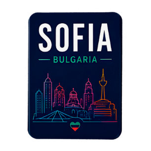 Magnet Flexible 🧲 Sofia Bulgarie Skyline Moderne Voyage Souvenir