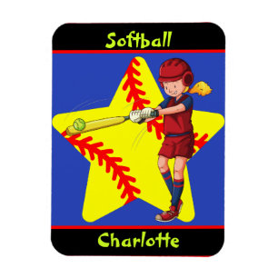 Magnet Flexible Softball Girls Star Batter Swing Personnalisé