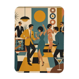 Magnet Flexible Soirée Dansante Martini du Milieu du Siècle