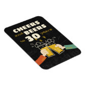 Magnet Flexible Soirée Et Bières À 30 Anniversaire Rétro (Côté Droit)