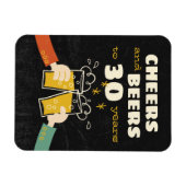 Magnet Flexible Soirée Et Bières À 30 Anniversaire Rétro (Horizontal)