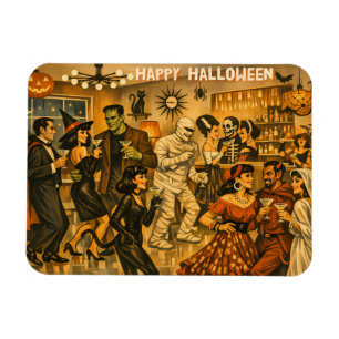 Magnet Flexible Soirée Martini Halloween Rétro Milieu de Siècle 50