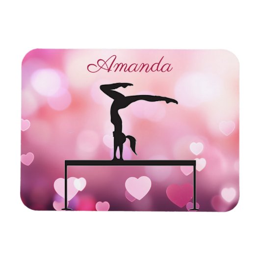 Magnet Flexible Solde de gymnastique Coeurs rose poutre (Horizontal)