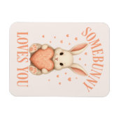 Magnet Flexible Somebunny Loves You Cute Bunny on Soft Blush (Horizontal)
