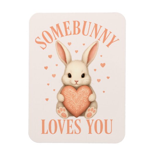 Magnet Flexible Somebunny Loves You Cute Bunny on Soft Blush (Vertical)