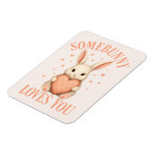Magnet Flexible Somebunny Loves You Cute Bunny on Soft Blush (Côté Gauche)