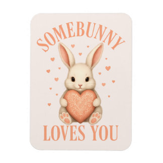 Magnet Flexible Somebunny Vous Aime Joli Lapin sur Douce Rouge à J