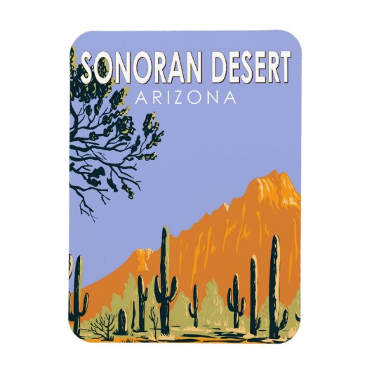Magnet Flexible Sonoran Desert Arizona Vintage Art (Vertical)