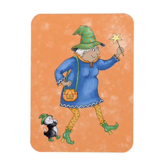 Magnet Flexible Sorcière avec chat (Vertical)