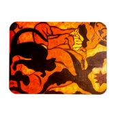 Magnet Flexible Sorcière d'Halloween avec un chat noir (Horizontal)