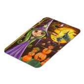Magnet Flexible Sorcière d'Halloween violet Jongler Citrouilles gr (Côté Gauche)
