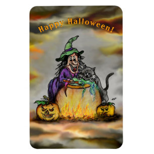 Magnet Flexible Sorcière et chat noir, Happy Halloween !