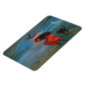 Magnet Flexible Sorcière volant avec chat noir la nuit d'Halloween (Côté Gauche)