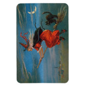 Magnet Flexible Sorcière volant avec chat noir la nuit d'Halloween (Vertical)