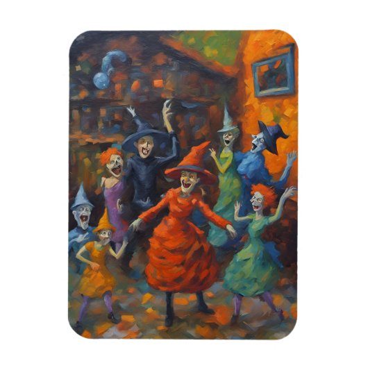 Magnet Flexible Sorcières dansent ensemble à Halloween, Park (Vertical)