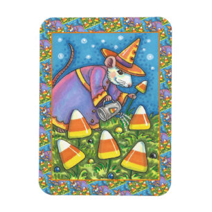 MAGNET FLEXIBLE SOURIS BLANC DANS JARDIN DE CANDY CORN, COLORÉ & C