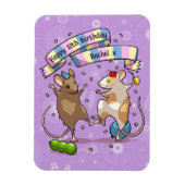 Magnet Flexible Souris Danseuses Nom & Âge Joyeux Anniversaire (Vertical)