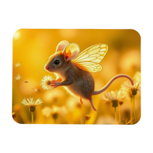 Magnet Flexible Souris Fée dans le jardin (Horizontal)