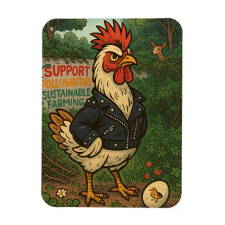 Magnet Flexible Soutenez les pollinisateurs avec un coq cool en ve