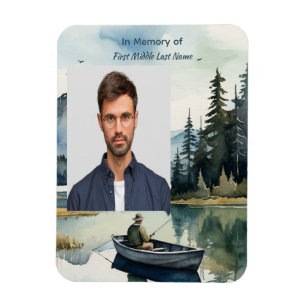 Magnet Flexible Souvenir commémoratif Lac de pêche dans un bateau