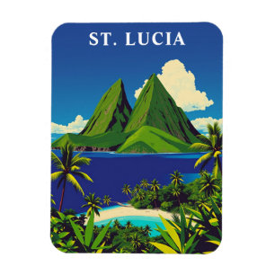 Magnet Flexible Souvenir de voyage de l'île des Caraïbes Sainte-Lu