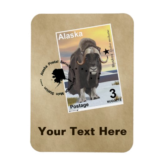 Magnet Flexible Souvenir du timbre de Muskox (Vertical)