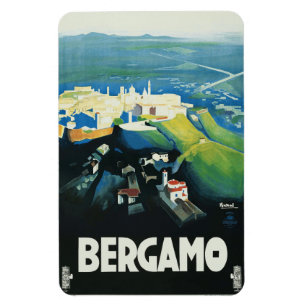 Magnet Flexible Souvenir vintage de voyage de Bergame Italie  
