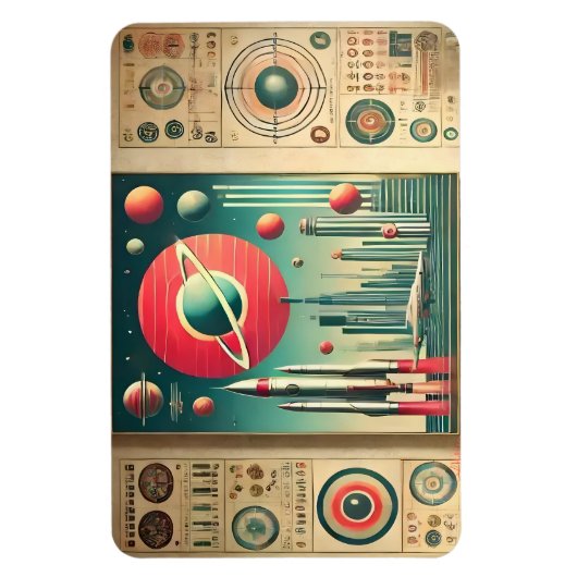 Magnet Flexible Space Age Interplanetary Coordinates Alien Relic (Vertical)