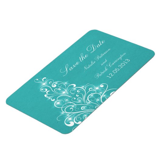 Magnet Flexible Sparkly Holiday Tree Save the Date Magnet, Aqua (Côté Gauche)