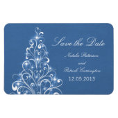 Magnet Flexible Sparkly Holiday Tree Save the Date Magnet, Blue (Horizontal)