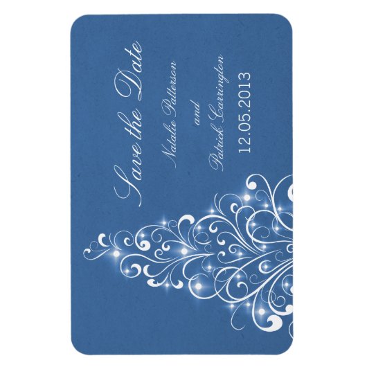 Magnet Flexible Sparkly Holiday Tree Save the Date Magnet, Blue (Vertical)