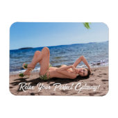 Magnet Flexible Spring Break Girl Lying on Sandy Beach (Horizontal)